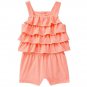 NWT CRAZY 8 Girls Coral Pink Sleeveless Ruffle Romper Sunsuit Size 3T