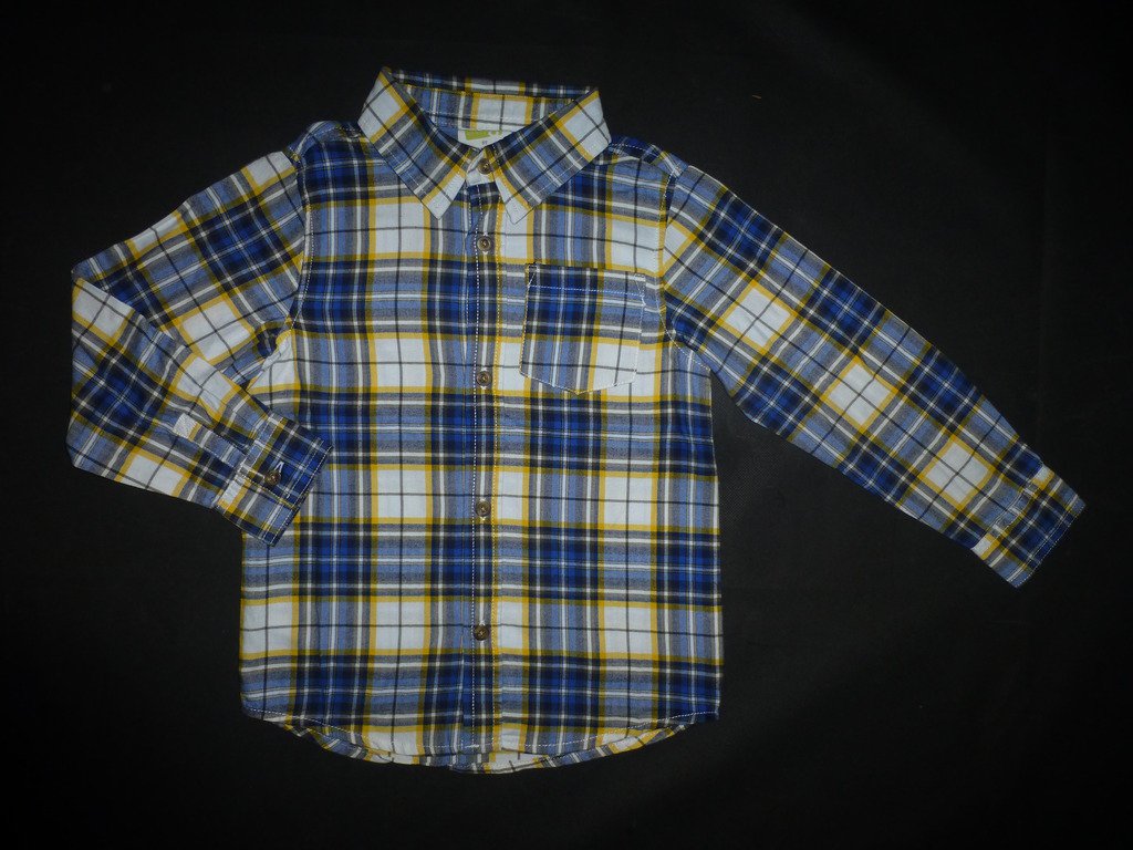 NWT Crazy 8 Blue Yellow Plaid Boys Long Sleeve Flannel Button Down Shirt Size 5T