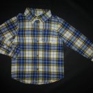 NWT Crazy 8 Blue Yellow Plaid Boys Long Sleeve Flannel Button Down Shirt Size 5T