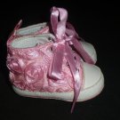 Bear Baby Girls Pink Floral Rose Embellished Crib Shoes Sneakers 3-6 Months