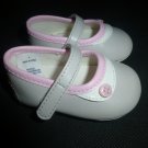 Janie & Jack Baby Girl Beige Pink Mary Jane Crib Shoes Size 1