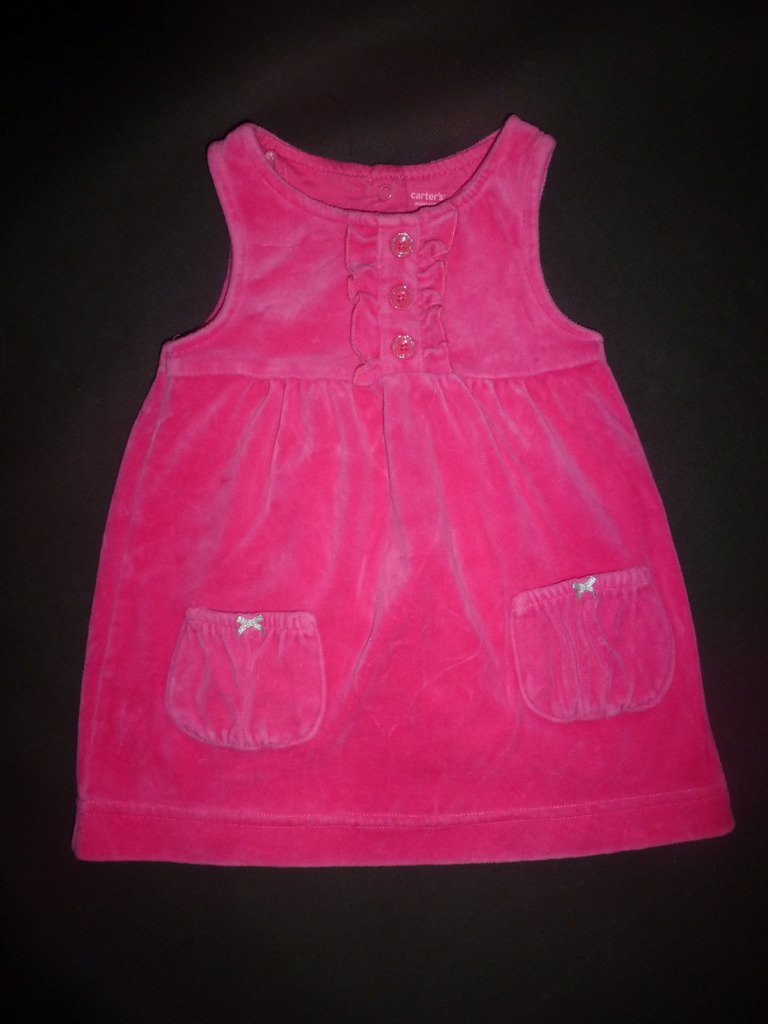 Carter's Baby Girl Pink Sleeveless Velour Dress 18 Months