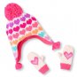 NWT The Children's Place Girls Neon Heart Print Hat Mittens Set 6-12 M 2T 3T