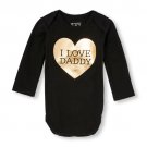 NWT The Childrens Place "I Love Daddy" Black Gold Heart Bodysuit 6-9 Months