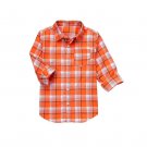 NWT Crazy 8 Orange Plaid Boys Long Sleeve Button Down Shirt Small 5-6