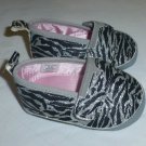 Rising Star Baby Girl Zebra Print Silver Glitter Slip On Crib Shoes 3-6 Months