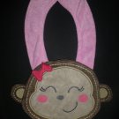 NEW Carter's Dark Pink Monkey Baby Girl Terry Cloth Teething Drool Bib