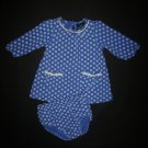 Faded Glory Baby Girls Blue Floral Long Sleeve Dress 0-3 Months