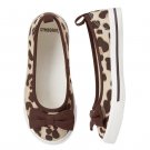 NWT Gymboree Uniform Shop Girls Leopard Print Bow Skimmers Slip On Shoes 13