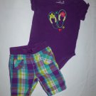 Jumping Beans Baby Girls Flip Flops Bodysuit Plaid Capri Pants Outfit 12 Months