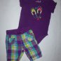 Jumping Beans Baby Girls Flip Flops Bodysuit Plaid Capri Pants Outfit 12 Months