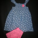 Healthtex Baby Girl Blue Floral Sleeveless Denim Dress 18 Months Easter