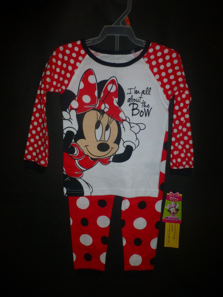 NWT Disney Minnie Mouse Toddler Girls 2 Pc Red Cotton Pajamas Set 4T