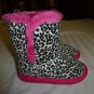 NWT The Children's Place Girls Animal Print Pink Faux Fur Boots Size 10