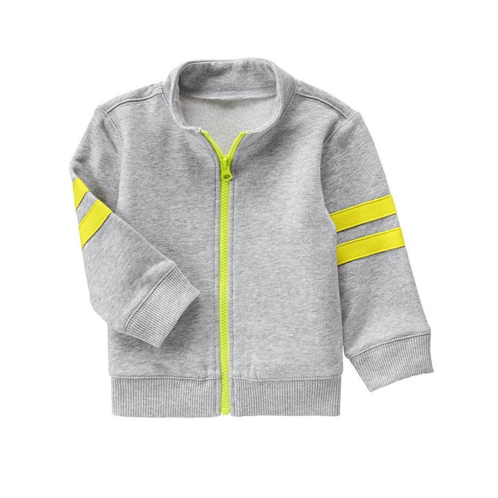 NWT Crazy 8 Boys Gray Neon Yellow Zipper Sweater Jacket 5T