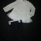 NWT First Impressions Girls Velour Tutu Shirt Silver Bow Leggings Outfit 18 M