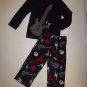 Jumping Beans Boys Black Guitar Fleece Two Piece Pajamas Set Size 4