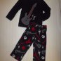 Jumping Beans Boys Black Guitar Fleece Two Piece Pajamas Set Size 4