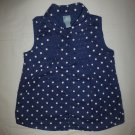 Gap Kids Girls Navy Blue Polka Dot Sleeveless Button Down Shirt Size 5