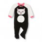 NWT The Children's Place Girls Black Cat Footed Fleece Sleeper Pajamas 18-24 M