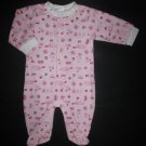 Agabang Baby Girls Pink Beach Whale Print Cotton Sleeper Pajamas 3 Months