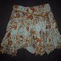 DKNY Women's Turquoise Brown Floral Asymmetrical Pheasant Boho Skirt Size 9