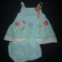 Youngland Baby Girls Blue Gingham Plaid Seersucker Tunic Bloomers Outfit 3-6 M