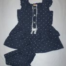 Healthtex Baby Girls Blue Heart Print Denim Sleeveless Dress Bloomers 3-6 M