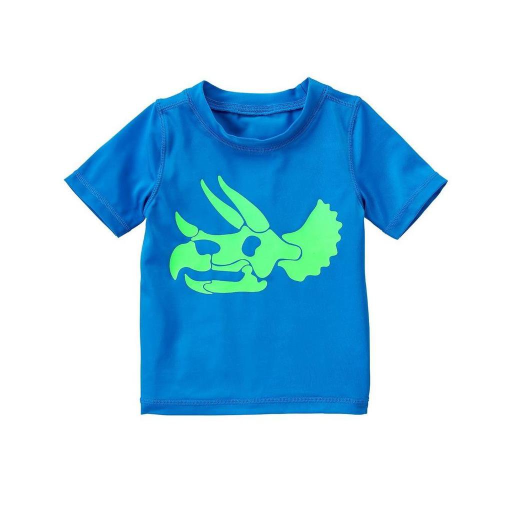 NWT CRAZY 8 Boys Dinosaur Rash Guard Shirt Geo Stripe Swim Trunks 18-24 M