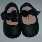 Faded Glory Baby Girls Black Bow Mary Jane Crib Shoes Size 1