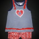 Swiggles Baby Girls 4th of July Red White Blue Tunic & Shorts Outfit 18 Months