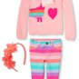 NWT The Children's Place Pink Puppy Sweater Striped Jeggings Girl Outfit 2T