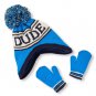 NWT The Children's Place Baby Boys Blue "Dude" Pom Pom Hat Mittens Set 6-12 M