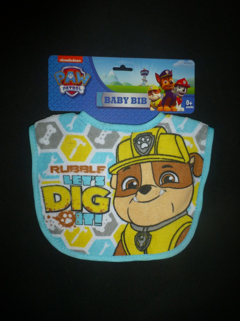 NWT Nickelodeon Paw Patrol Rubble Terry Cloth Baby Teething Bib