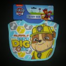 NWT Nickelodeon Paw Patrol Rubble Terry Cloth Baby Teething Bib