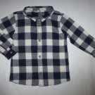 NWOT Cubus Baby Boy Blue Plaid Flannel Long Sleeve Button Down Shirt 12-18 M