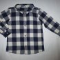 NWOT Cubus Baby Boy Blue Plaid Flannel Long Sleeve Button Down Shirt 12-18 M