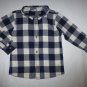 NWOT Cubus Baby Boy Blue Plaid Flannel Long Sleeve Button Down Shirt 12-18 M