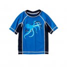 NWT Gymboree Marine Blue Octopus Boys Short Sleeve Rash Guard Swim Shirt 12-18 M