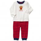 NWT Gymboree Cozy Valentine Baby Boys Bear Hug Shirt & Pants Outfit Set 0-3 M