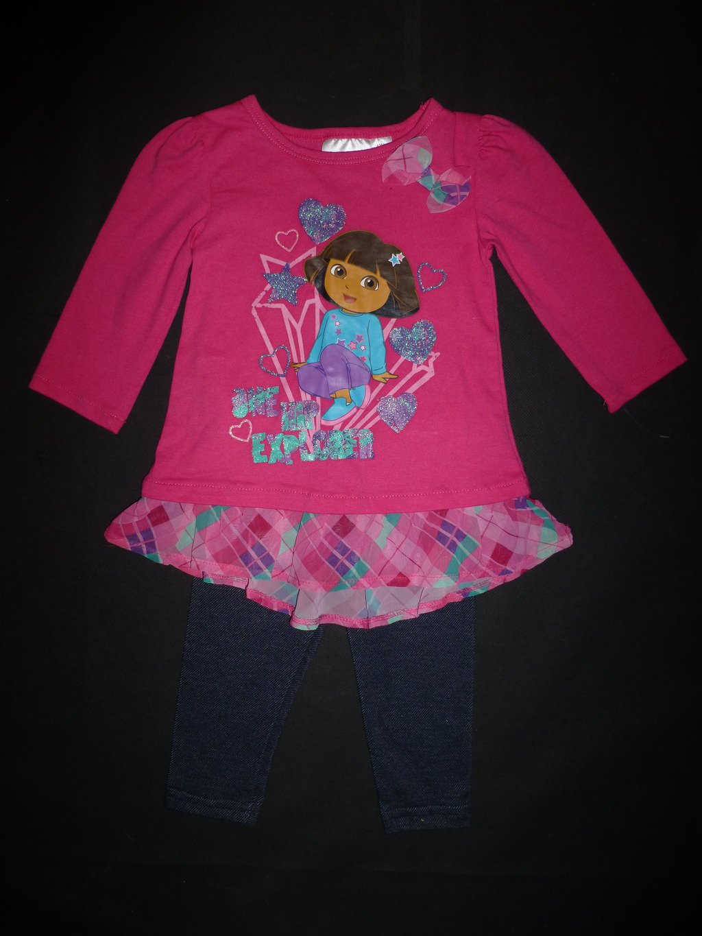 NWOT Nickelodeon Dora The Explorer Pink Baby Girl Tunic Jeggings Outfit 12 M