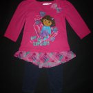 NWOT Nickelodeon Dora The Explorer Pink Baby Girl Tunic Jeggings Outfit 12 M