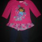 NWOT Nickelodeon Dora The Explorer Pink Baby Girl Tunic Jeggings Outfit 12 M