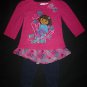 NWOT Nickelodeon Dora The Explorer Pink Baby Girl Tunic Jeggings Outfit 12 M