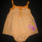 Carter's Baby Girls Orange Striped Sleeveless Butterfly Dress & Bloomers 12 M