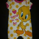 Loney Tunes Tweety Baby Girl Short Sleeve Sunsuit Romper 0-3 Months