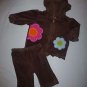 Carter's Baby Girl Brown Velour Hooded Sweater & Pants Outfit 3 Months
