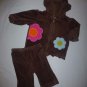 Carter's Baby Girl Brown Velour Hooded Sweater & Pants Outfit 3 Months