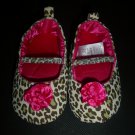 Carter's Baby Girl Animal Leopard Print Pink Flower Mary Jane Crib Shoes 3-6 M