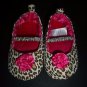 Carter's Baby Girl Animal Leopard Print Pink Flower Mary Jane Crib Shoes 3-6 M